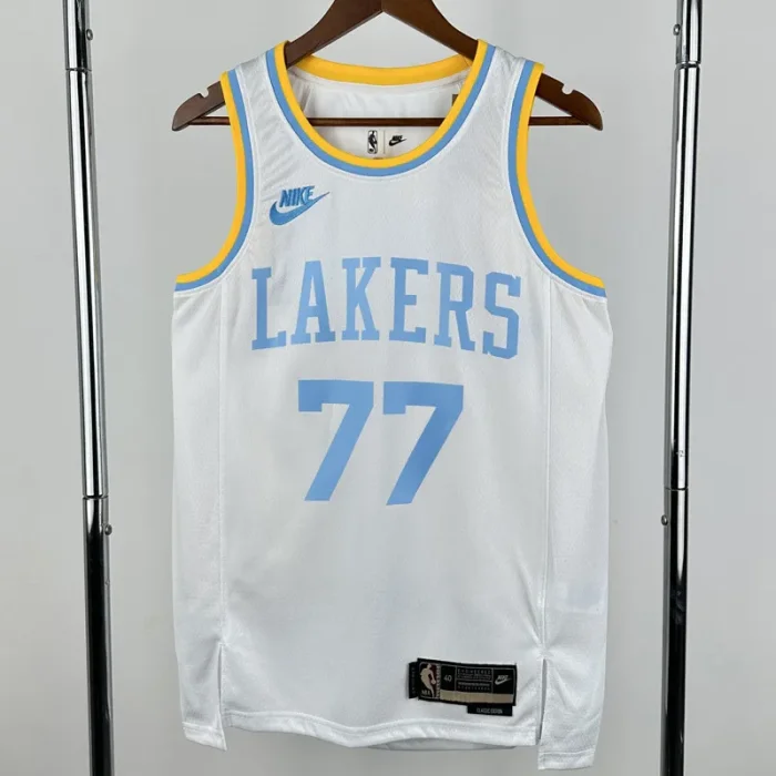 2022-23 Lakers DONCIC #77 White Retro Top Quality Hot Pressing NBA Jersey
