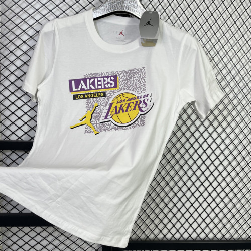 T132 Lakers Jordan White High Quality Casual T-Shirt