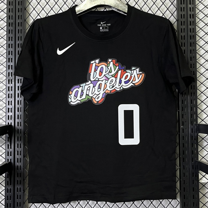 T262 Clippers WESTBROOK #0 Black High Quality Casual T-Shirt