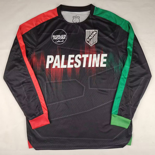 2025-26 Palestina FC Black Long Sleeve Training shirts(长袖)(红袖边）