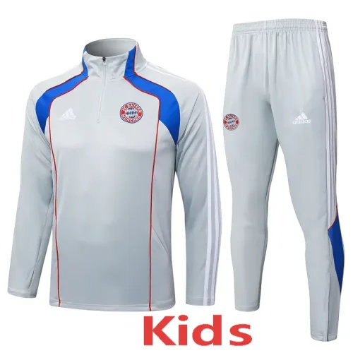 2025-26 Bayern Light gray Kids Half Pull Tracksuit#E2582(童装)(半拉链)