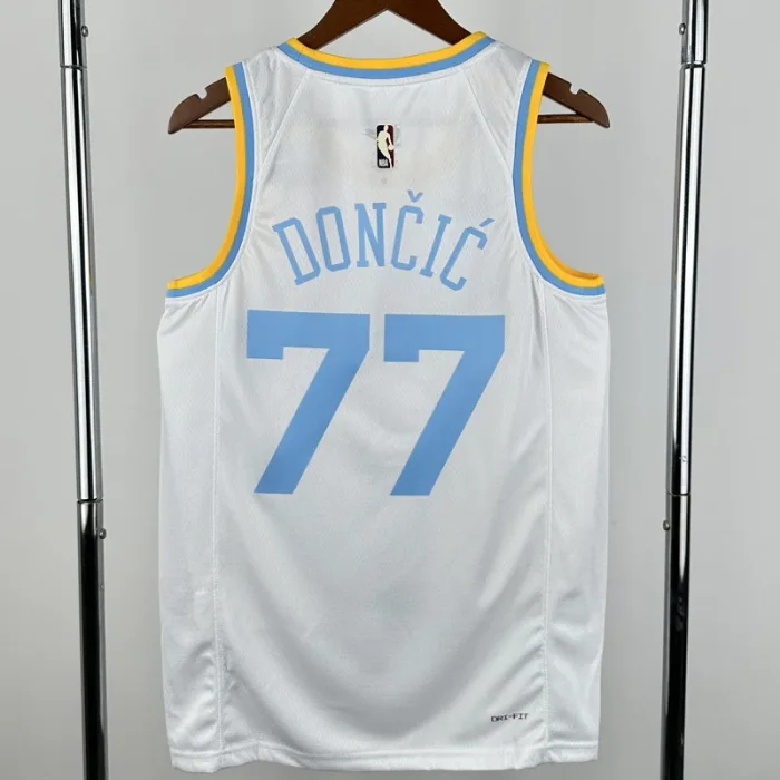 2022-23 Lakers DONCIC #77 White Retro Top Quality Hot Pressing NBA Jersey