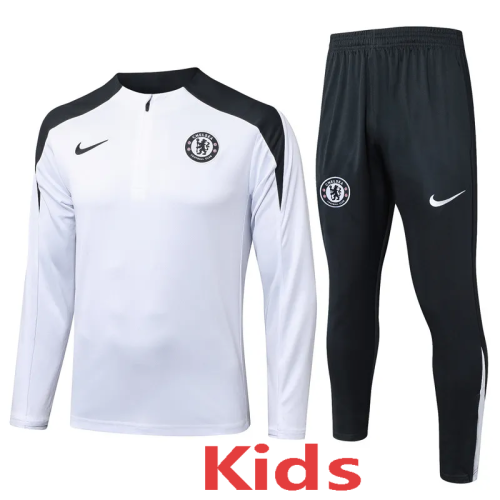 25-26 CHE White Kids Half Pull Tracksuit #E25134(童装)(半拉链)