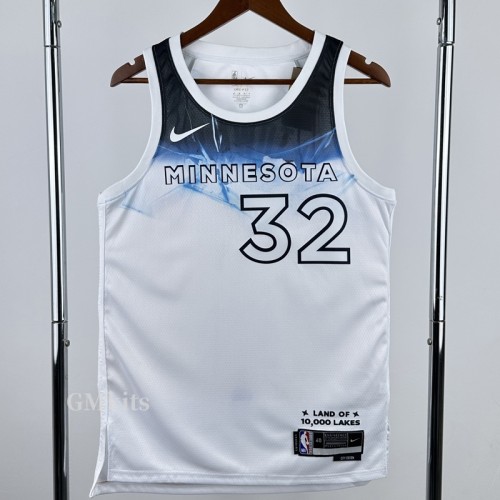 24-25 Timberwolves TOWNS #32 White City Edition Top Quality Hot Pressing NBA Jersey