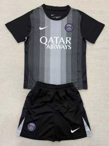 25-26 PSG Black GoalKeeper Kids Soccer Jersey
