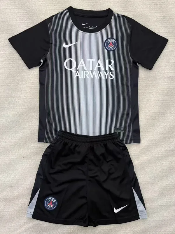 25-26 PSG Black GoalKeeper Kids Soccer Jersey