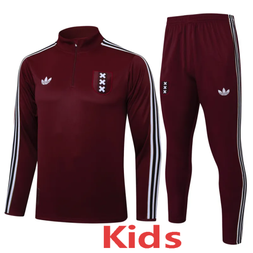 2025-26 Ajax Jujube red Kids Half Pull Tracksuit#E2598(童装)(半拉链)