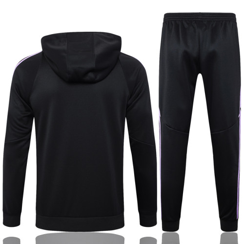 24-25 Germany Black Hoodie Half Pull Tracksuit #F595半拉连帽