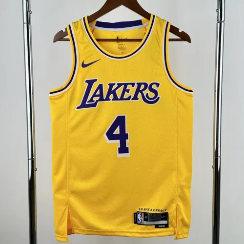 22-23 Lakers KNECHT #4 Yellow Top Quality Hot Pressing NBA Jersey(圆领)