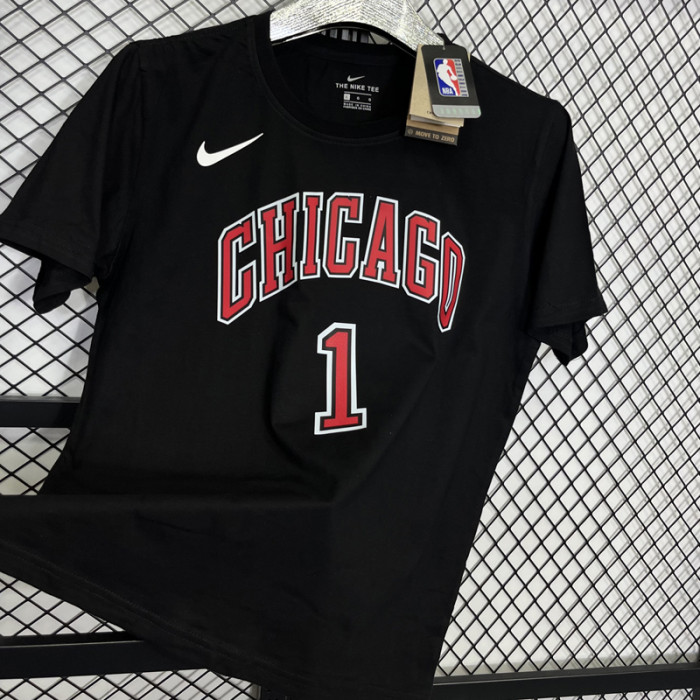 T160 BULLS ROSE #1 Black High Quality Casual T-Shirt