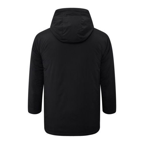 24-25 Napoli Black Hooded Windbreaker Fabric Cotton Coat #G237