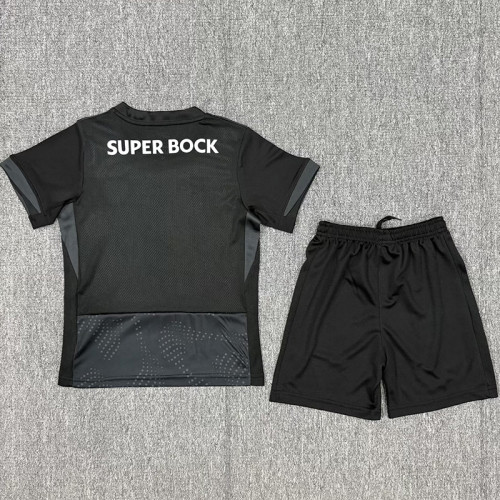 2025-26 Sporting Lisbon Black Kids Soccer Jersey