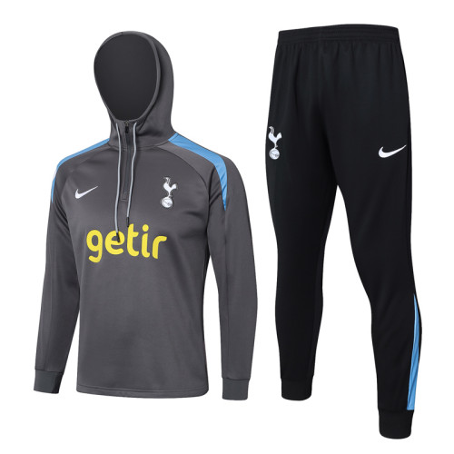 24-25 TOT Dark gray Hoodie Half Pull Tracksuit #F566半拉连帽