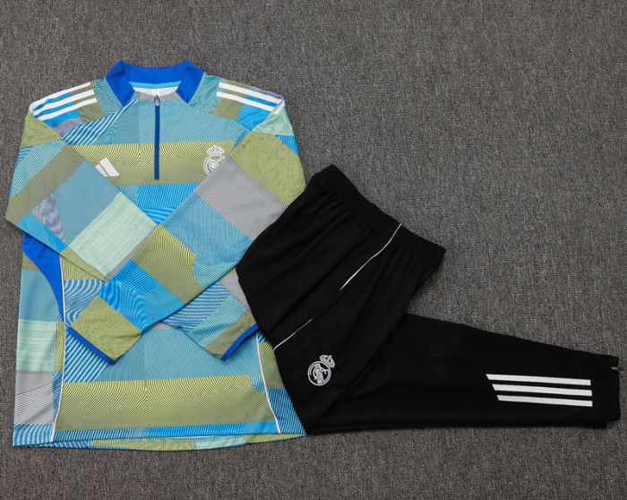 2025-26 RMA Blue Kids Half Pull Tracksuit #E2532(童装)(半拉链)