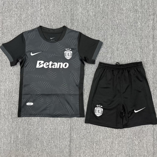 2025-26 Sporting Lisbon Black Kids Soccer Jersey