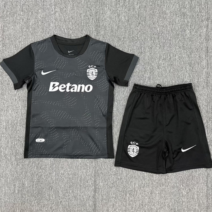 2025-26 Sporting Lisbon Black Kids Soccer Jersey