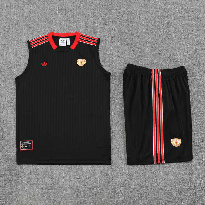 2025-26 Manchester United black vest and shorts kit