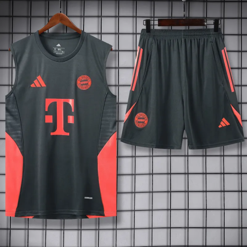 2025-26 Bayern Dark gray Tank top and shorts suit