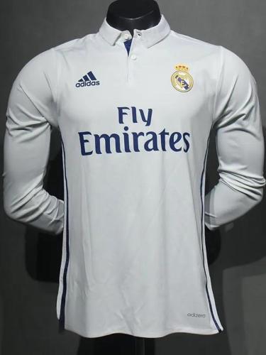 2016-2017 RMA Home Player Version 长袖球员 Long Sleeve Retro Soccer Jersey
