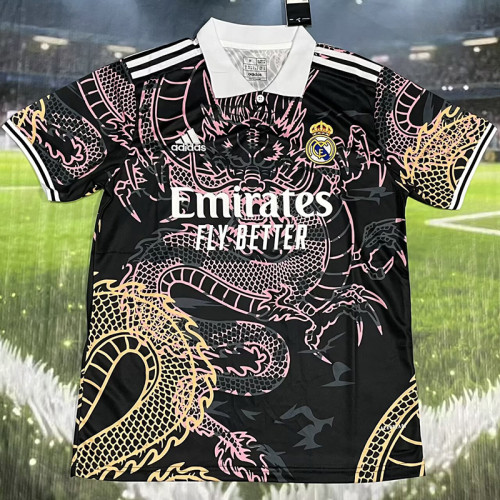 2025-26 RMA Black Special Edition Fans Training Shirts(粉金龙)