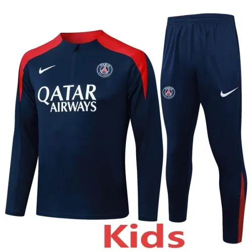 2025-26 PSG Royal blue Kids Half Pull Tracksuit#E2575(童装)(半拉链）