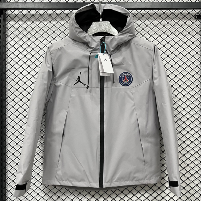 24-25 PSG Jordan Cotton Thickened warm Grey Outdoor Jackets #A805加棉冲锋衣