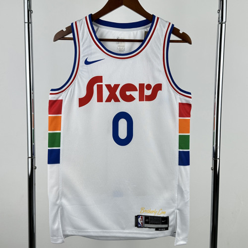 24-25 76ERS MAXEY #0 White City Edition Top Quality Hot Pressing NBA Jersey