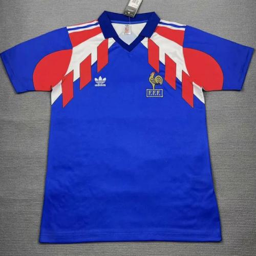 1990-1991 France Home Retro Soccer Jersey