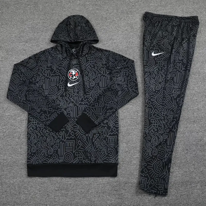 25-26 Club America Black Hoodie Tracksuit