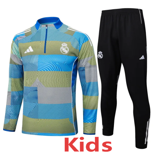 2025-26 RMA Blue Kids Half Pull Tracksuit #E2532(童装)(半拉链)