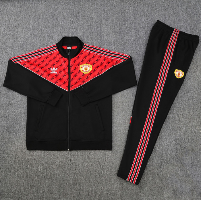 25-26 Man Utd Black Red Jacket Tracksuit #05