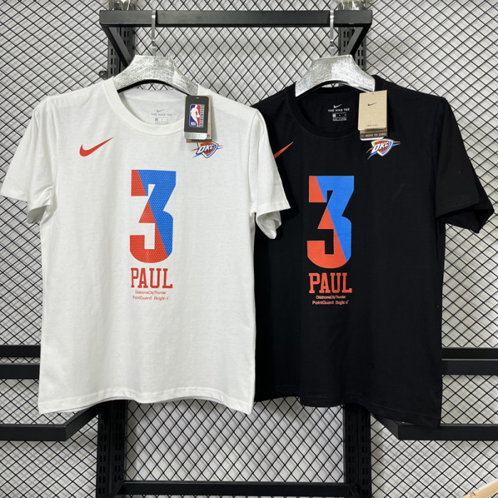T189 OKC PAUL #3 White High Quality Casual T-Shirt