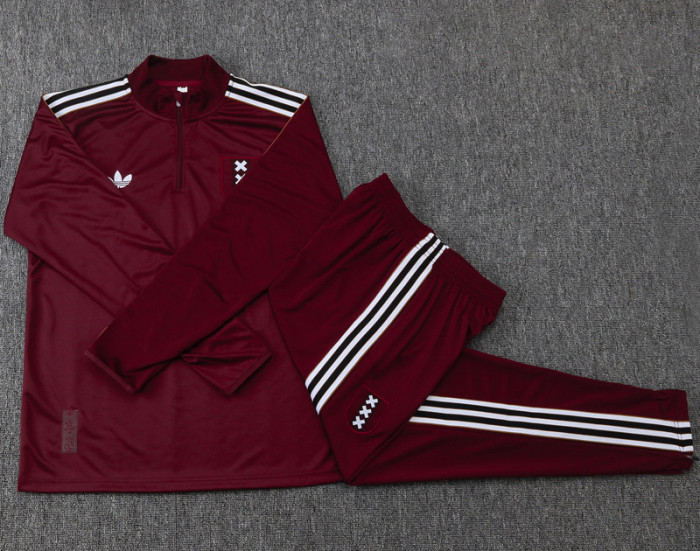 25-26 Ajax Jujube red Half Pul Tracksuit #B2540(半拉链)