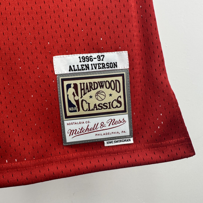1996-97 76ERS IVERSON #3 Red Retro Top Quality Hot Pressing NBA Jersey