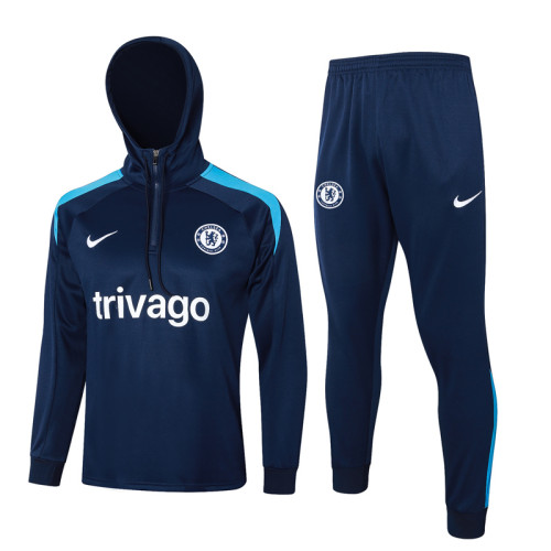 24-25 CHE Royal blue Hoodie Half Pull Tracksuit #F552半拉连帽