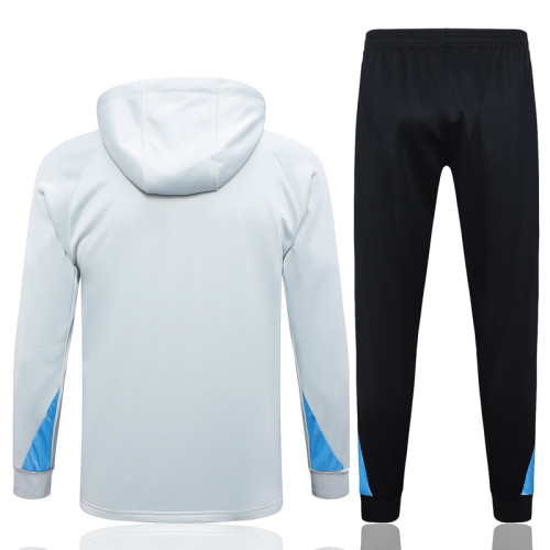 24-25 PSG Light gray Hoodie Half Pull Tracksuit #F585半拉连帽