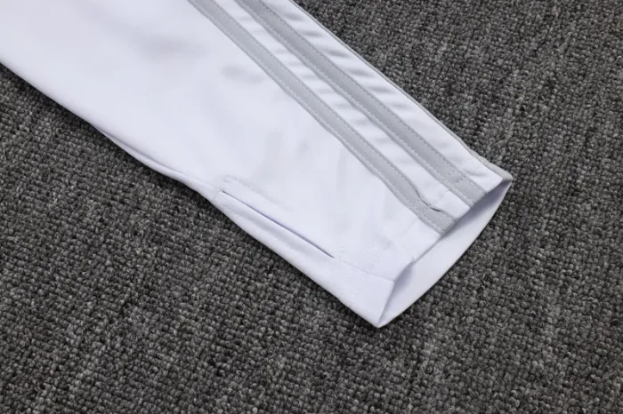 2025-26 RMA White grey Half Pull Tracksuit #B2555(半拉链）