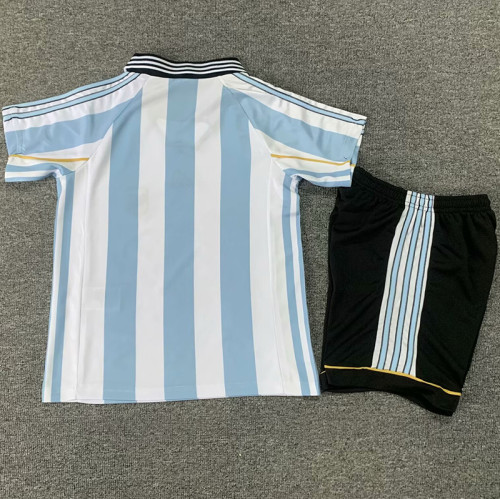 1998 Argentina Home Kids Retro Soccer Jersey