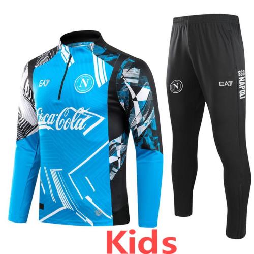 24-25 Napoli Blue Kids Half Pull Tracksuit (童装)(半拉链)
