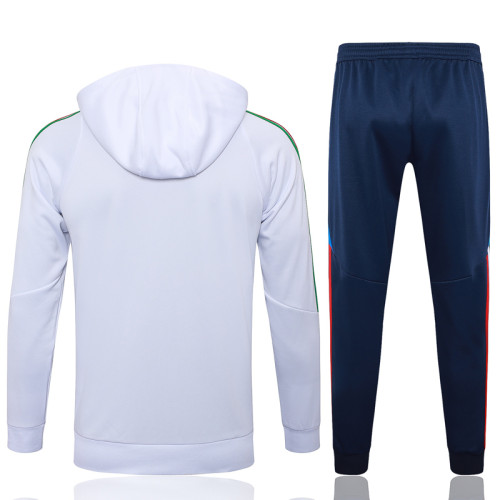 24-25 Italy White Hoodie Half Pull Tracksuit #F596半拉连帽