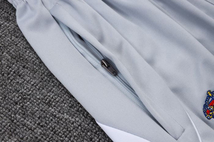 2025-26 RMA White grey Kids Half Pull Tracksuit#E25106(童装)(半拉链)