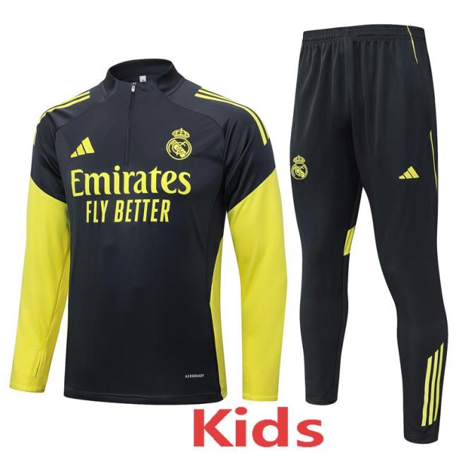 2025-26 RMA Dark gray Kids Half Pull Tracksuit#E25119(童装)(半拉链)