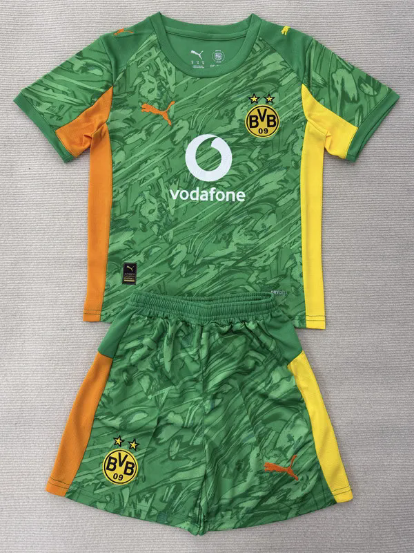 2025-26 Dortmund Green Goalkeeper Kids Soccer Jersey