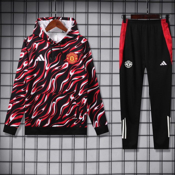 2025-26 Man Utd Red Black Hoodie Tracksuit (卫衣套装