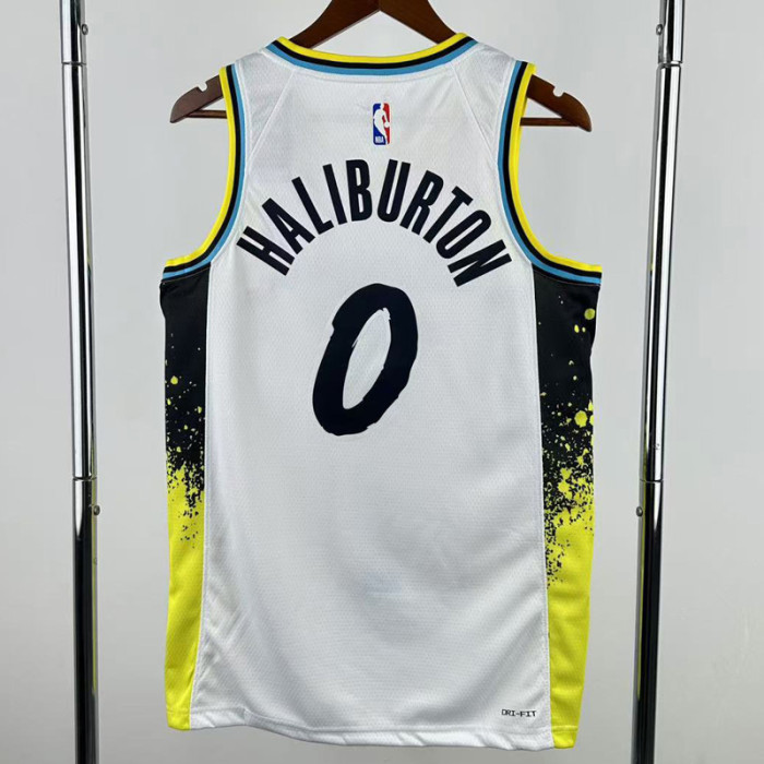 24-25 Indiana Pacers HALIBURTON #0 White City Edition Top Quality Hot Pressing NBA Jersey
