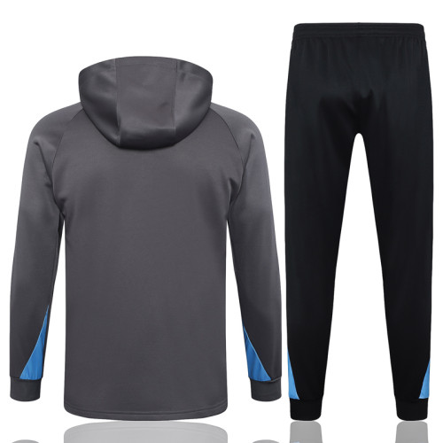 24-25 TOT Dark gray Hoodie Half Pull Tracksuit #F566半拉连帽