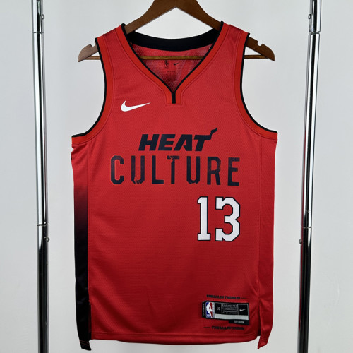 24-25 HEAT ADEBAYO #13 Red City Edition Top Quality Hot Pressing NBA Jersey (V领）