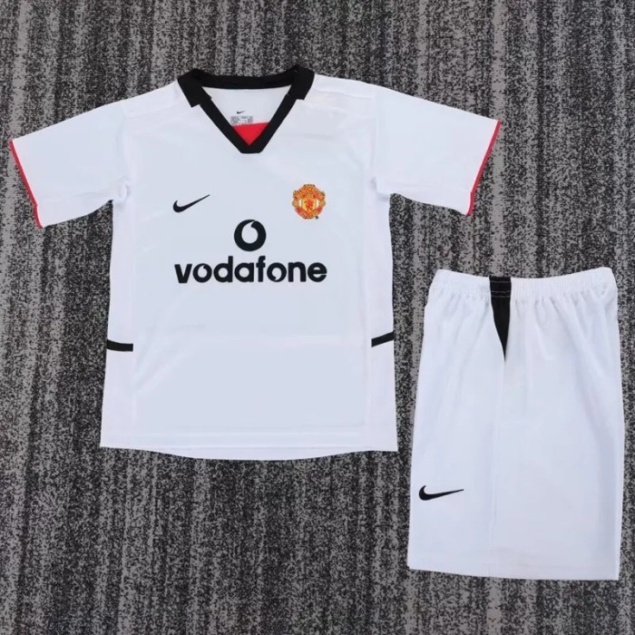 2002-2003 Manchester United Away Kids Retro Soccer Jersey