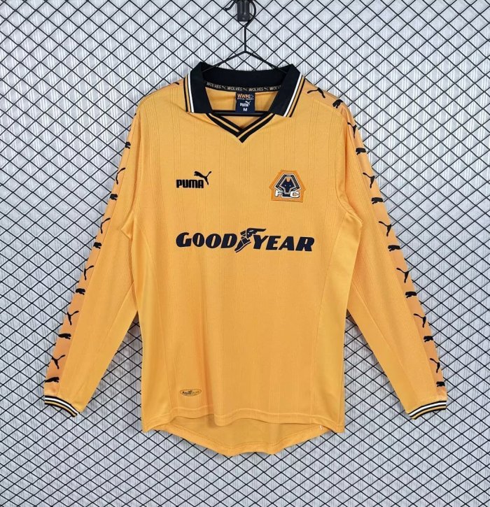 1998-99 Wolves Home long sleeve Retro Soccer Jersey