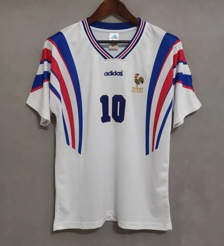 1996 ZIDANE #10 France Away White Retro Soccer Jersey